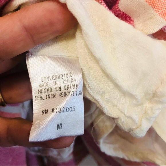 Entro Girl’s Linen Blend Sleeveless Midi Dress in Sz. Medium Pink Orange Stripes - Picture 7 of 8